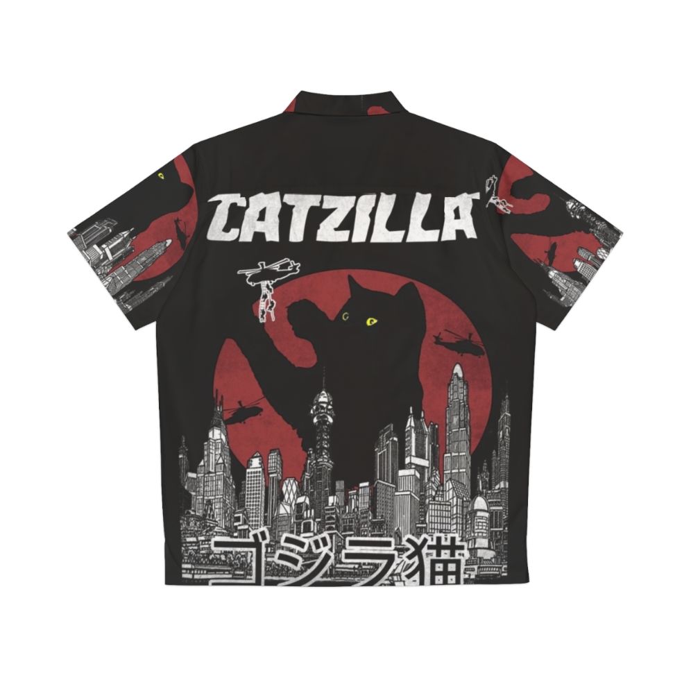 Catzilla Vintage Hawaiian Shirt - Cat Print Inspired by Godzilla and King Kong - Back