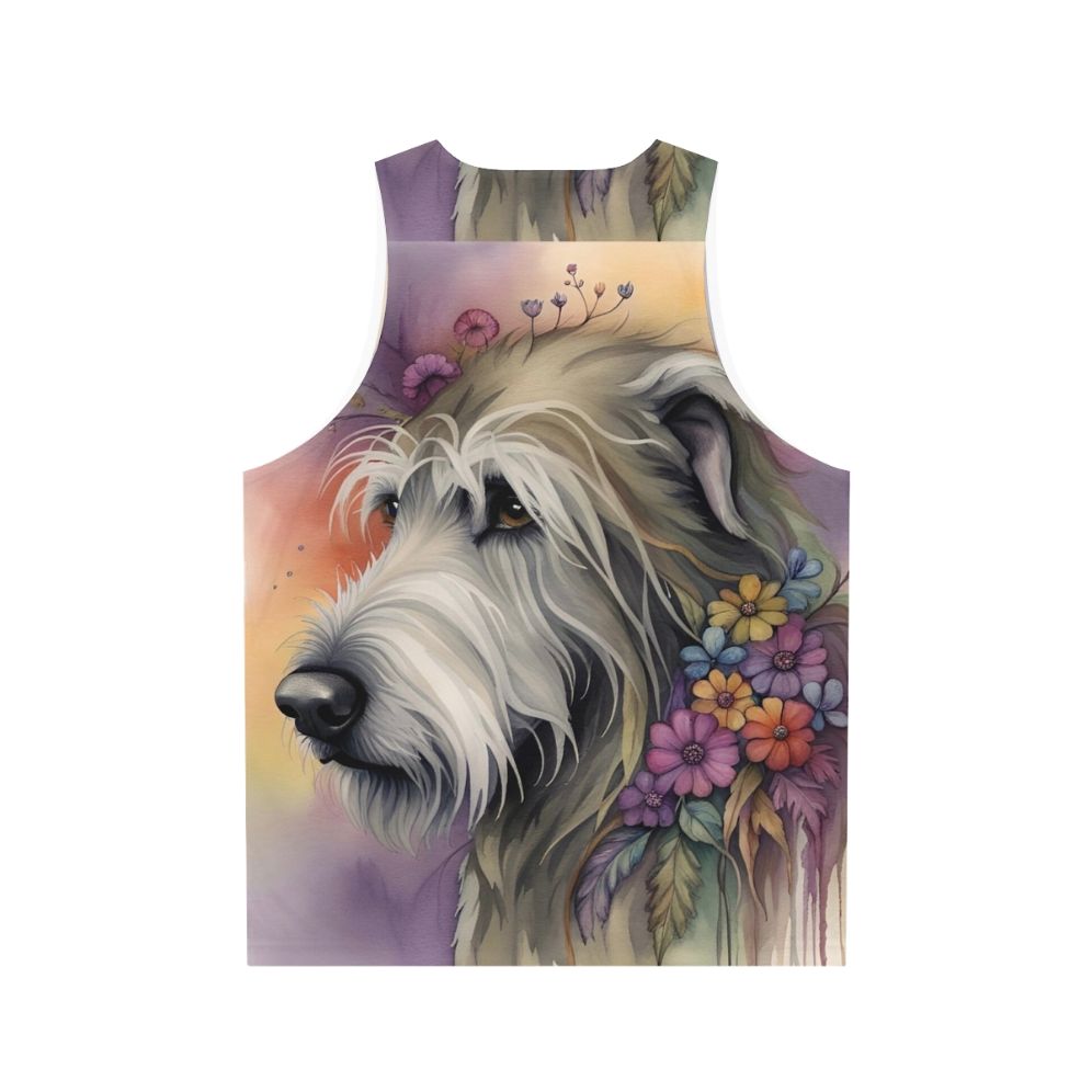 Bohemian Irish Wolfhound Floral Watercolor Tank Top - Back