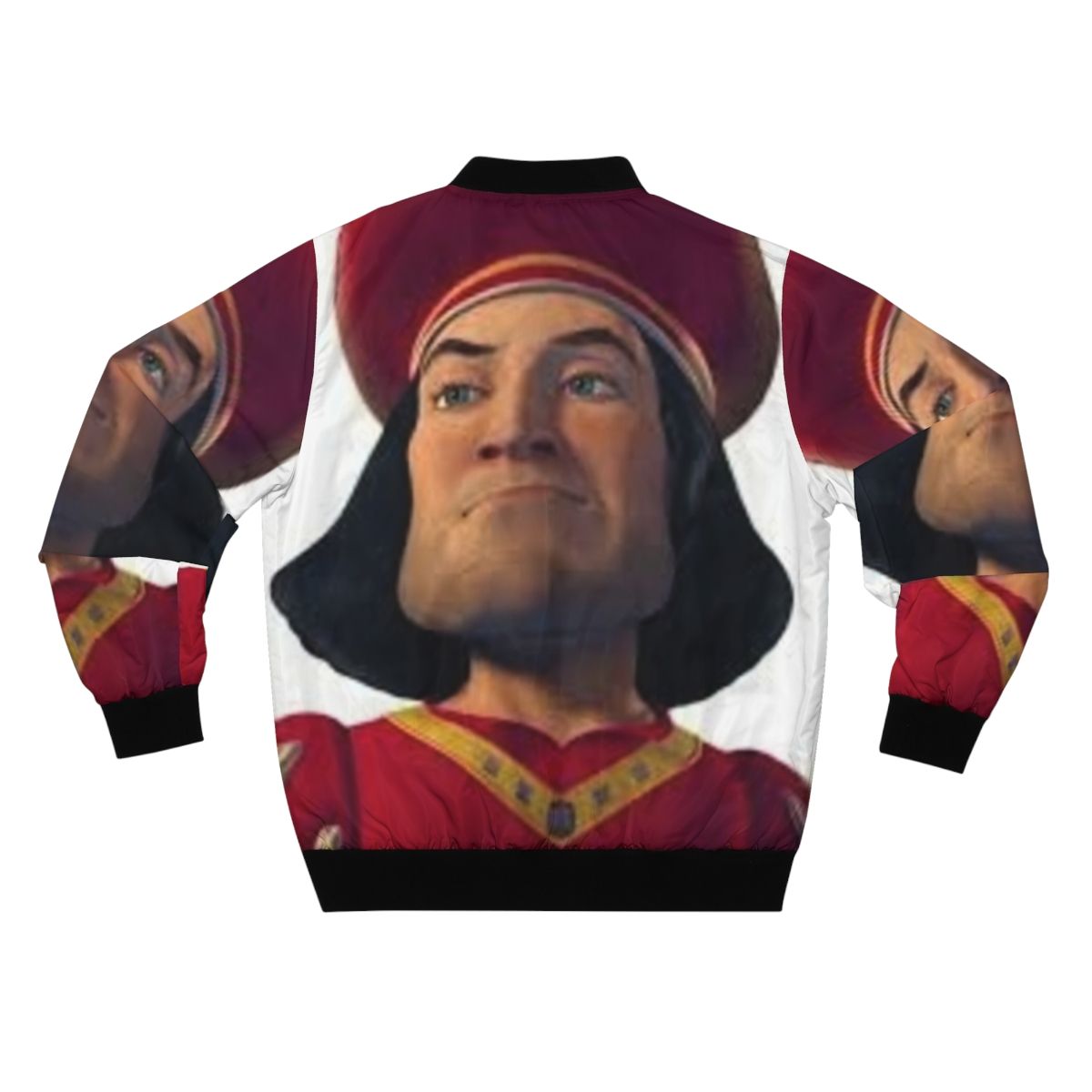 Lord Farquaad Bomber Jacket with Shrek Inspired Meme Design - Back