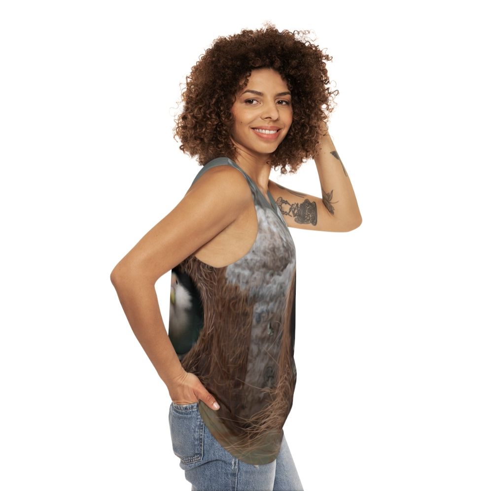 Unisex tank top with bird graphic design - women side