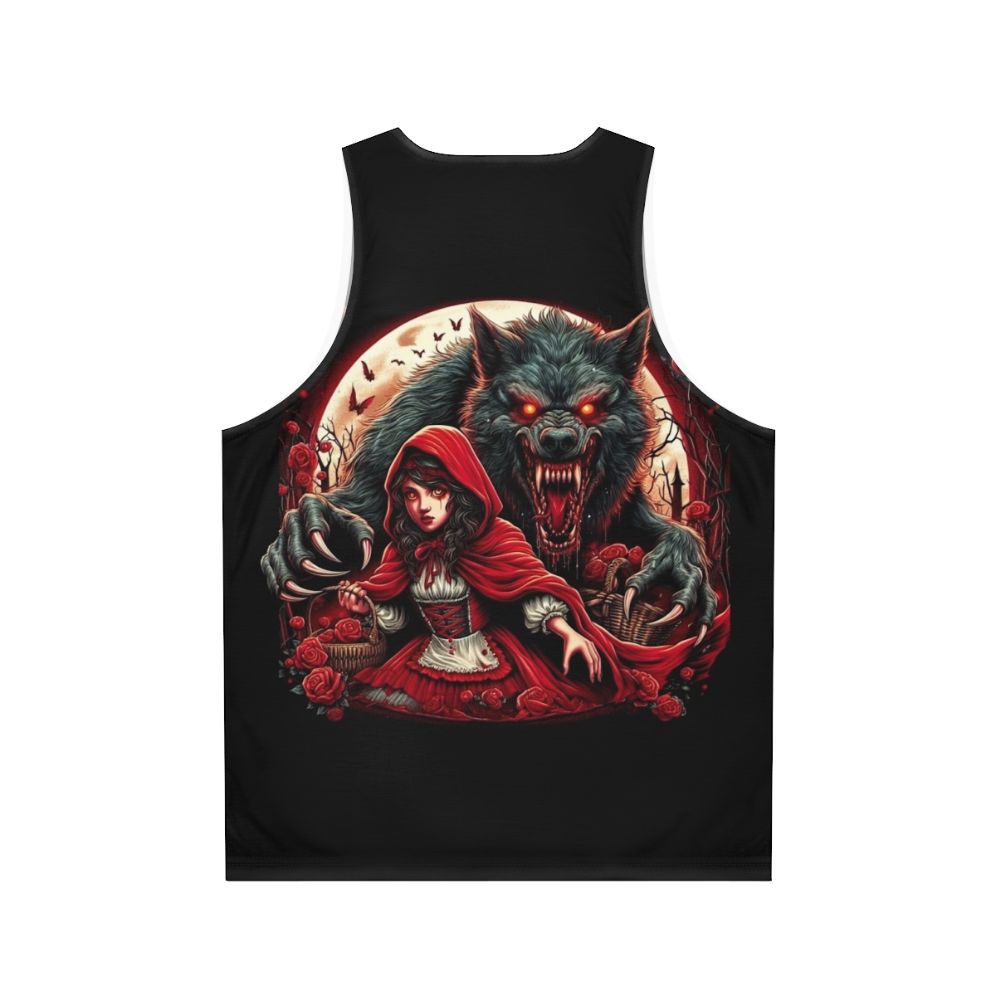 Red Riding Hood and wolf fantasy unisex tank top - Back