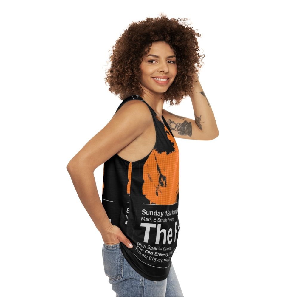 Unisex tank top with The Fall rock music inspired design - women side