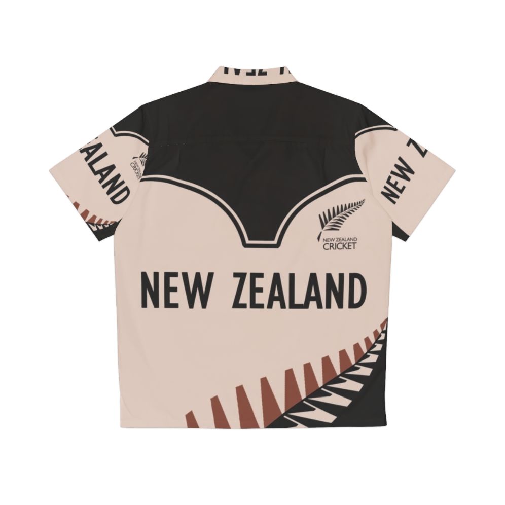 New Zealand Cricket Hawaiian Shirt with Kiwi Imagery - Back