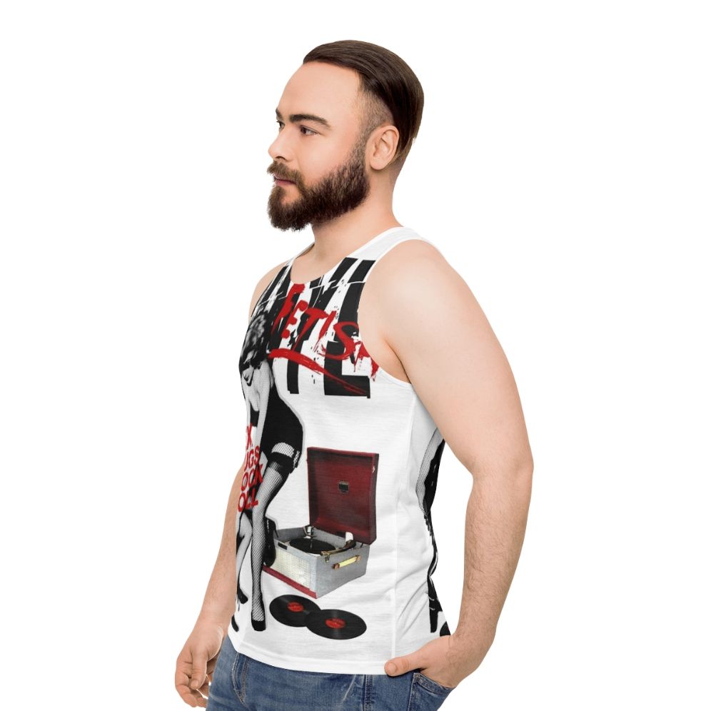 Retro unisex tank top with vinyl fetish graphic - men side