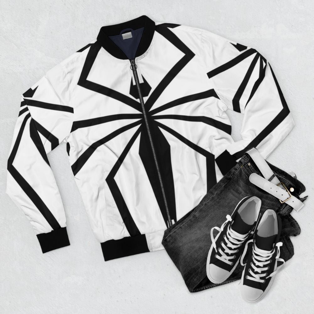 Anti-Venom Bomber Jacket with Spiderman Chest Graphic - Flat lay