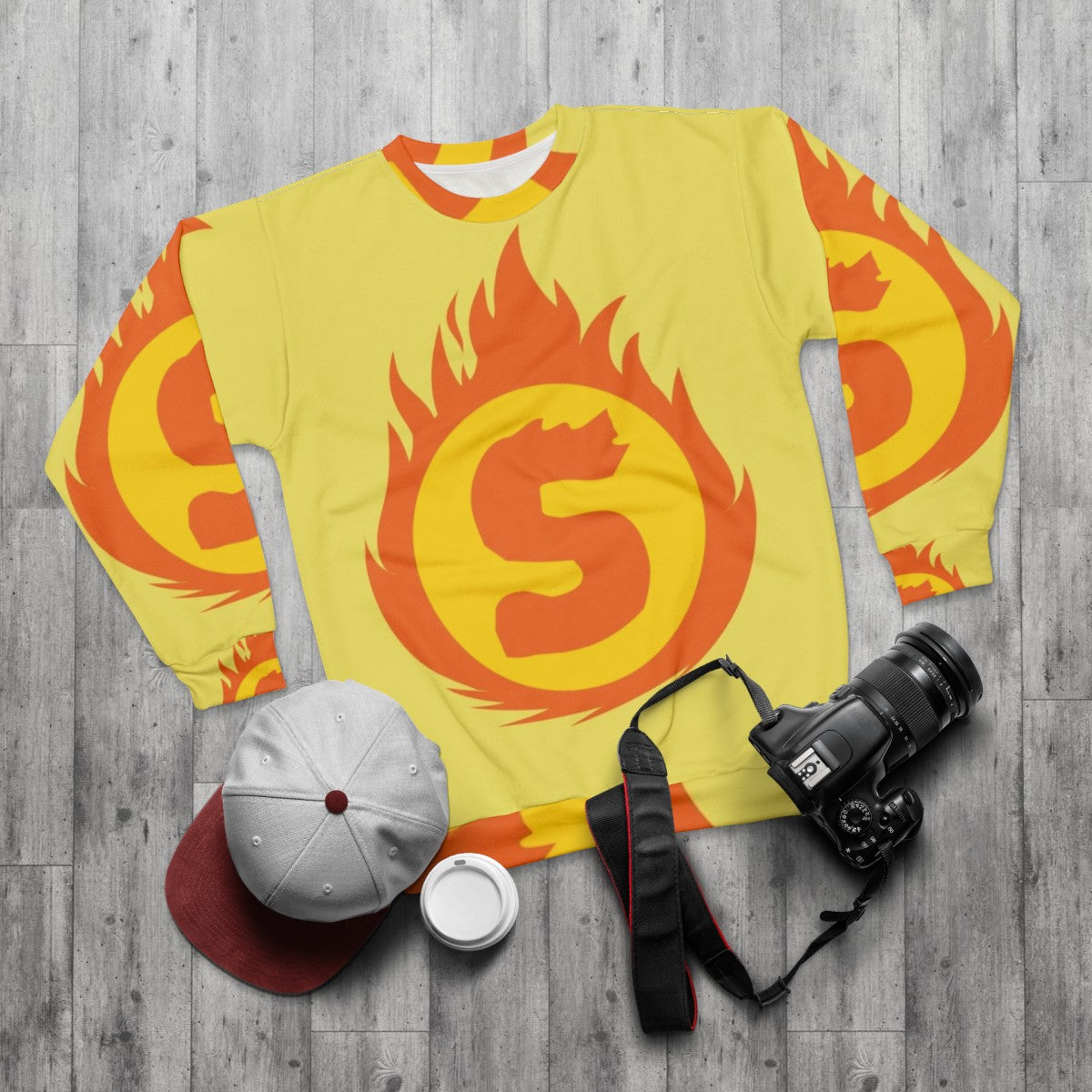 Superhero Letter S Fire Insignia Sweatshirt - flat lay