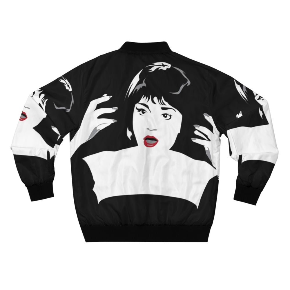 Flames On The Side Bomber Jacket - Inspired by Clue Movie Quote with Madeline Kahn as Mrs. White - Back