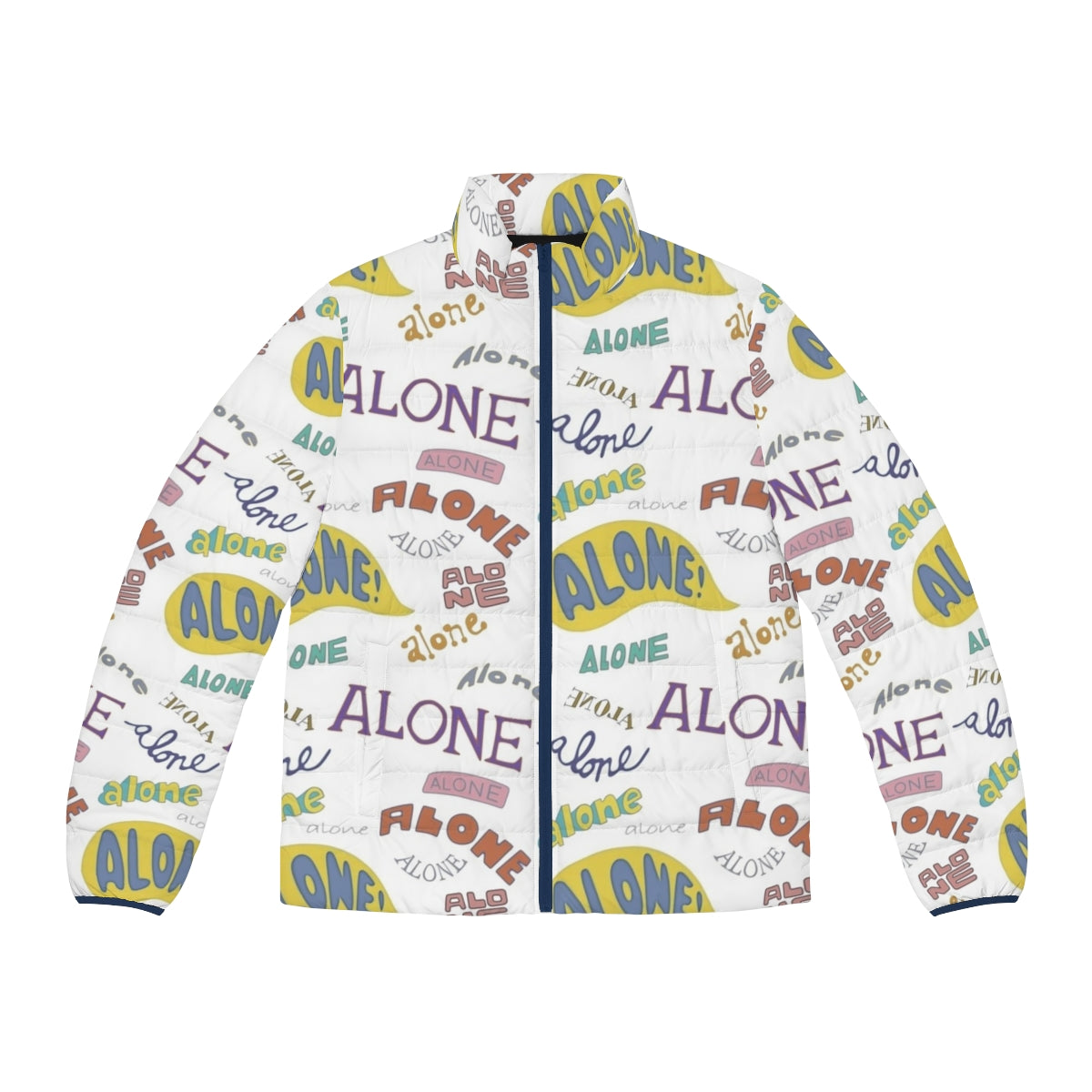 Horror themed puffer jacket featuring Alone In The Dark movie graphics