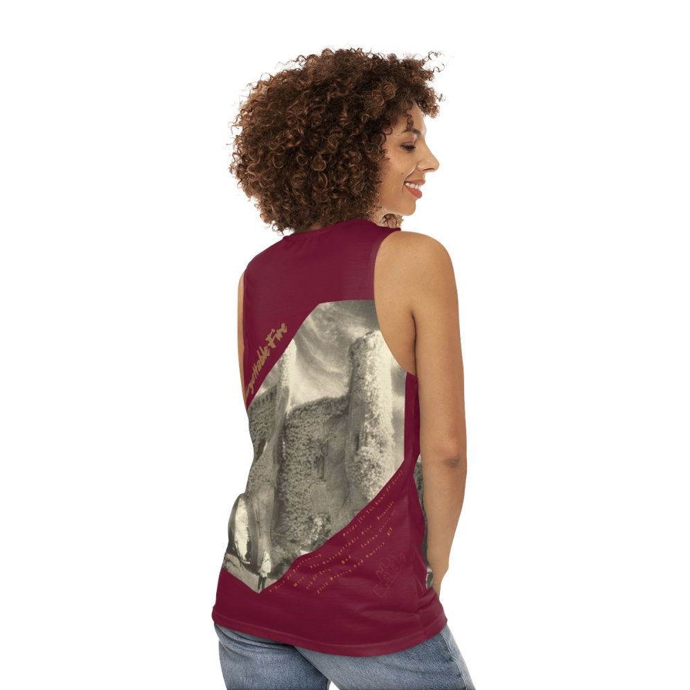 Unisex U2 tank top with "A Fire In Slane" design - women back