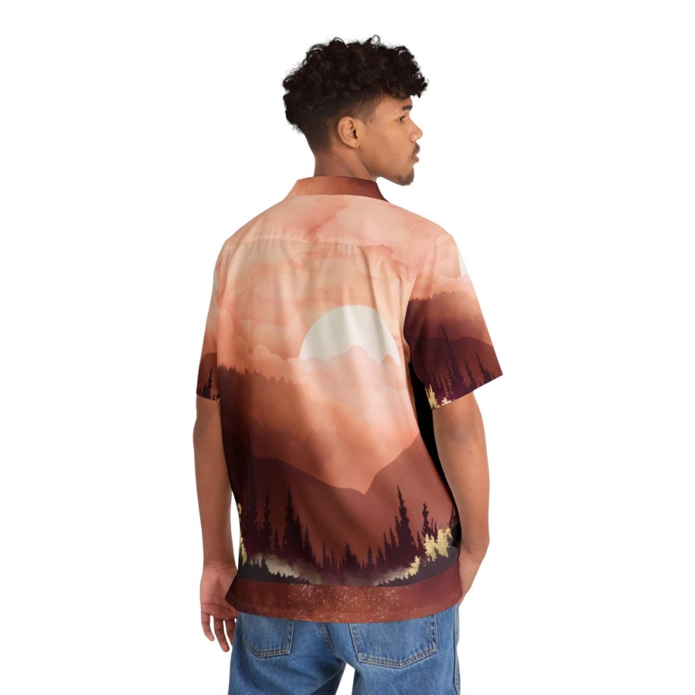 Autumn Reflection Hawaiian Shirt featuring nature inspired landscape design - People Back