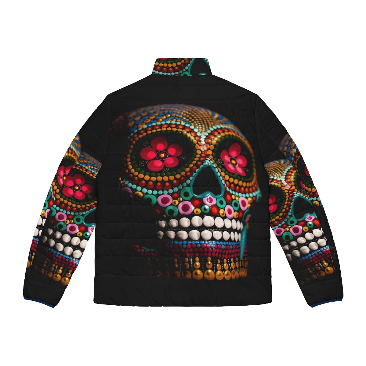 Goli multicolored skull puffer jacket with day of the dead inspired design - Back