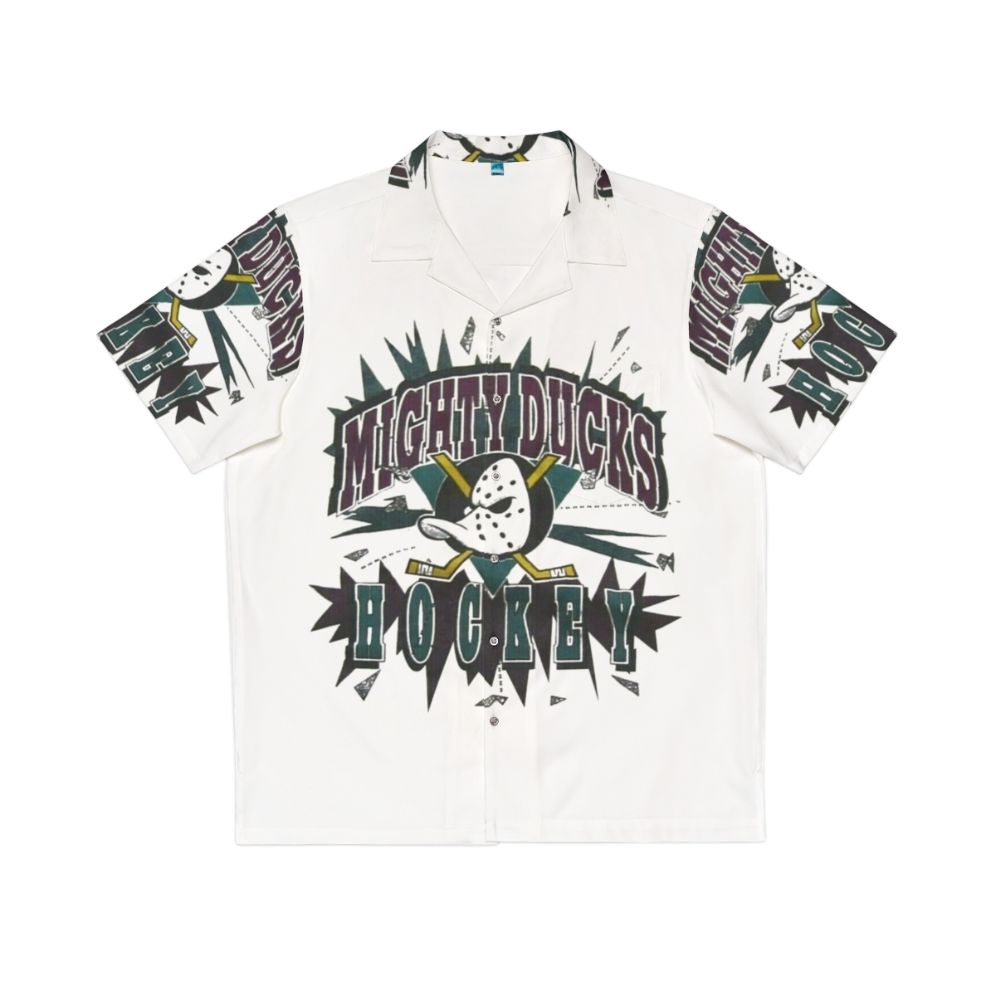 Mighty Ducks hockey themed Hawaiian shirt with funny sports art design