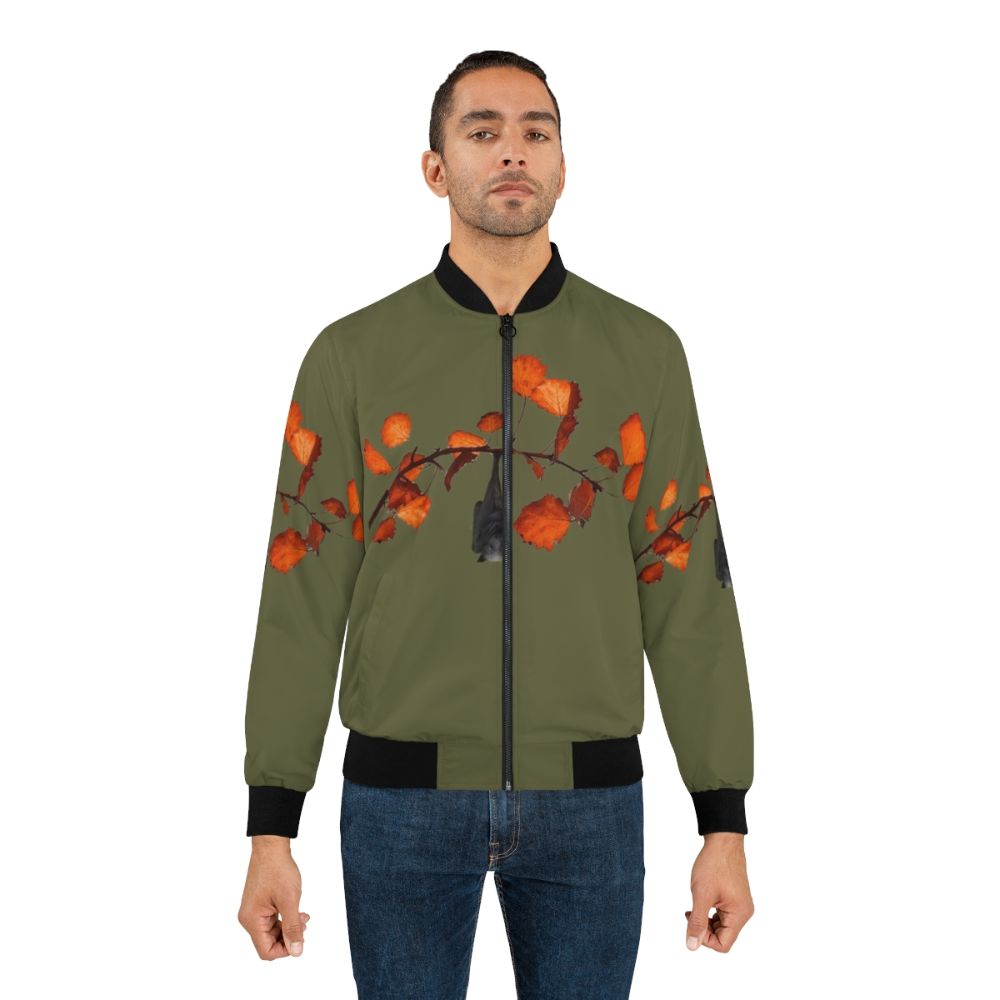 Batzilla moss green bomber jacket with cute bat design - Lifestyle