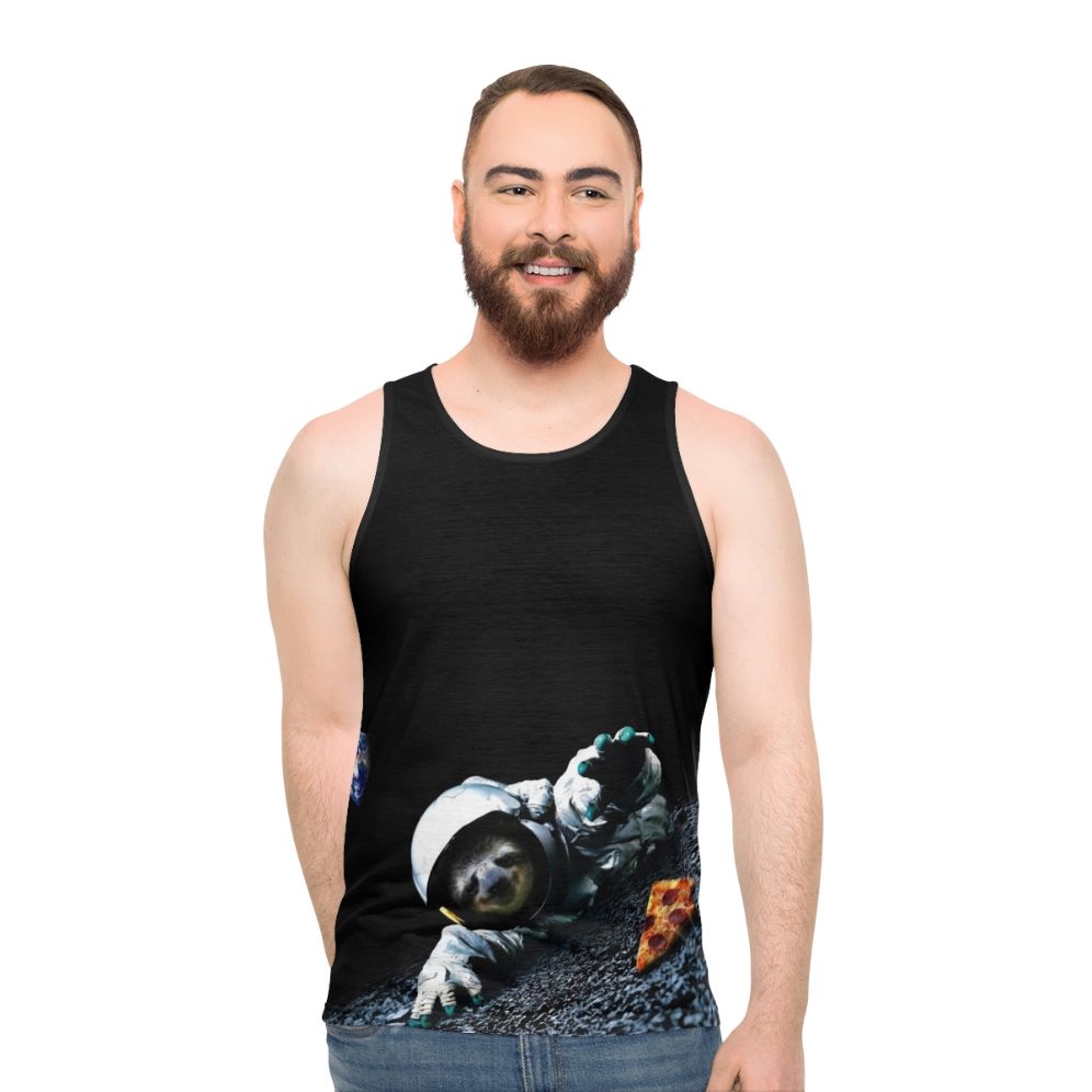 Slothstronaut Unisex Space Pizza Tank Top - men