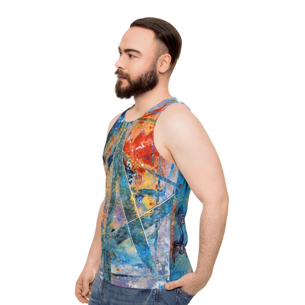 Unisex tank top with inspirational activist graphic - men side