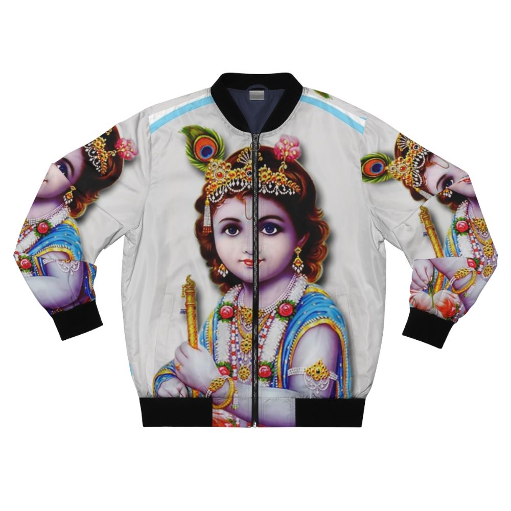 Lord Krishna Bal Gopal Poster Printed Bomber Jacket