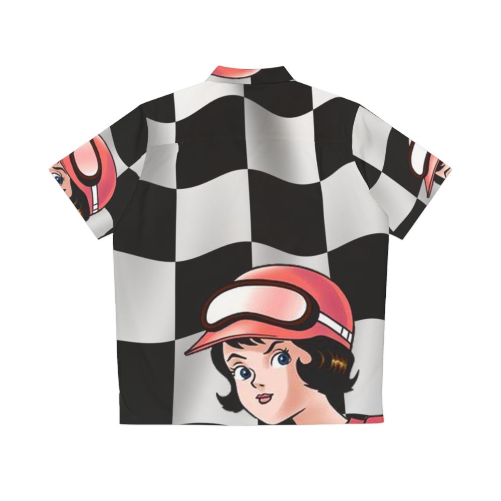 Speed Racer themed Hawaiian shirt with checkered flag design - Back