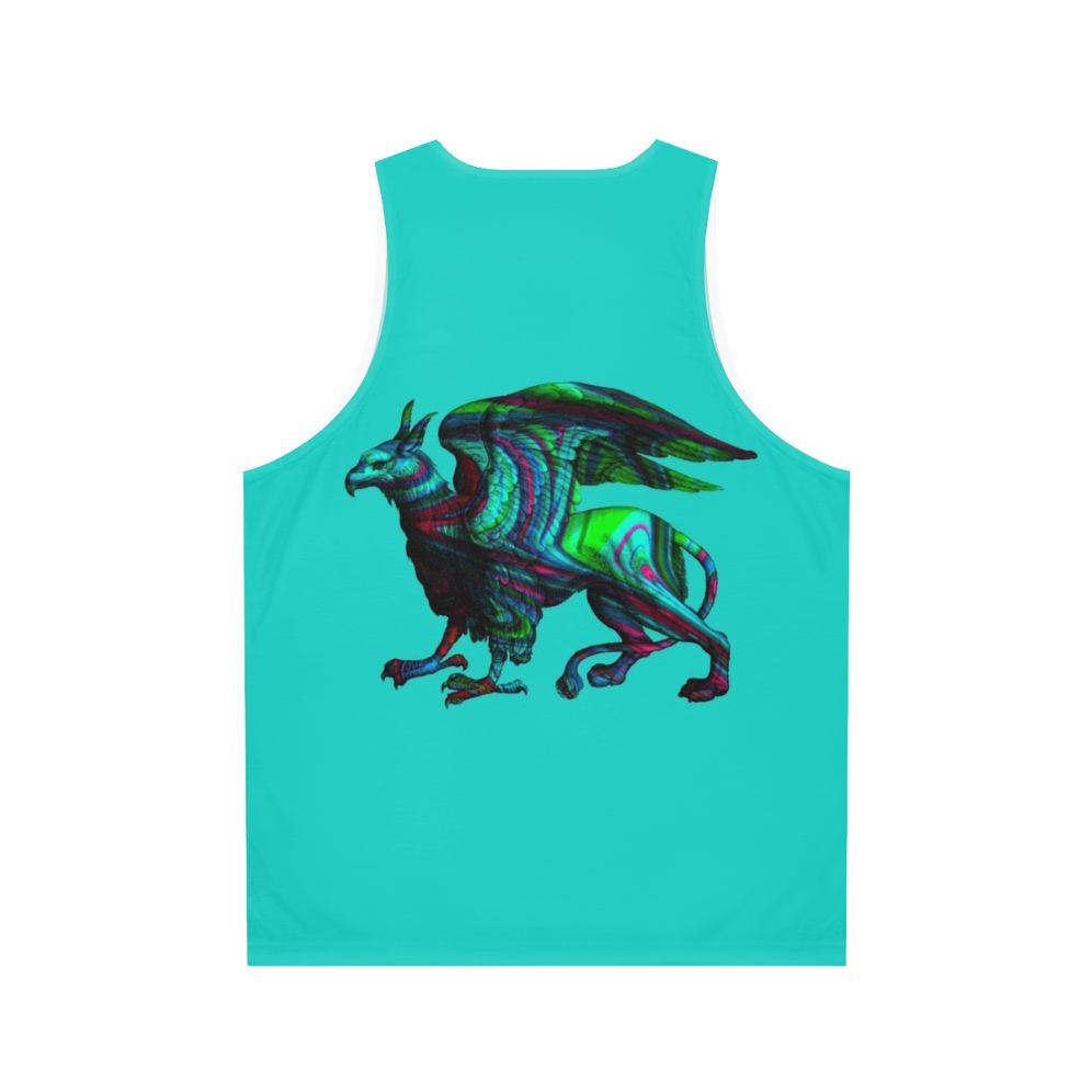 Colorful abstract griffin silhouette watercolor painting on unisex tank top - Back