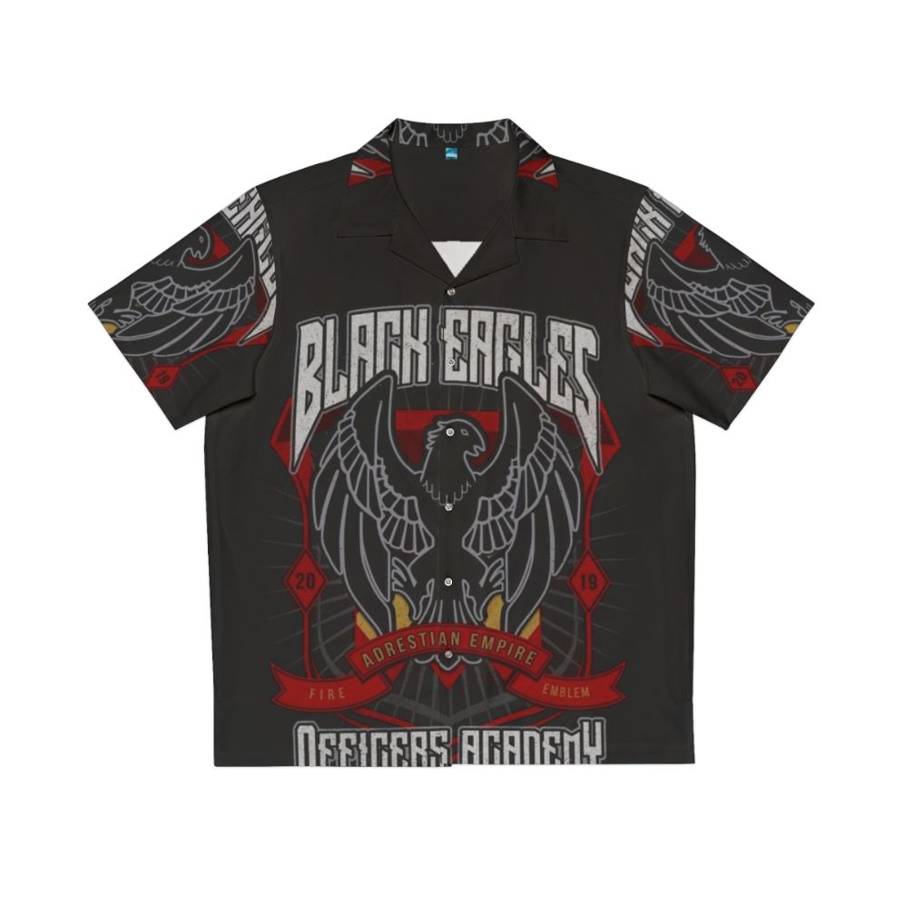 Black Eagles Crest Hawaiian Shirt with Embroidered Emblem