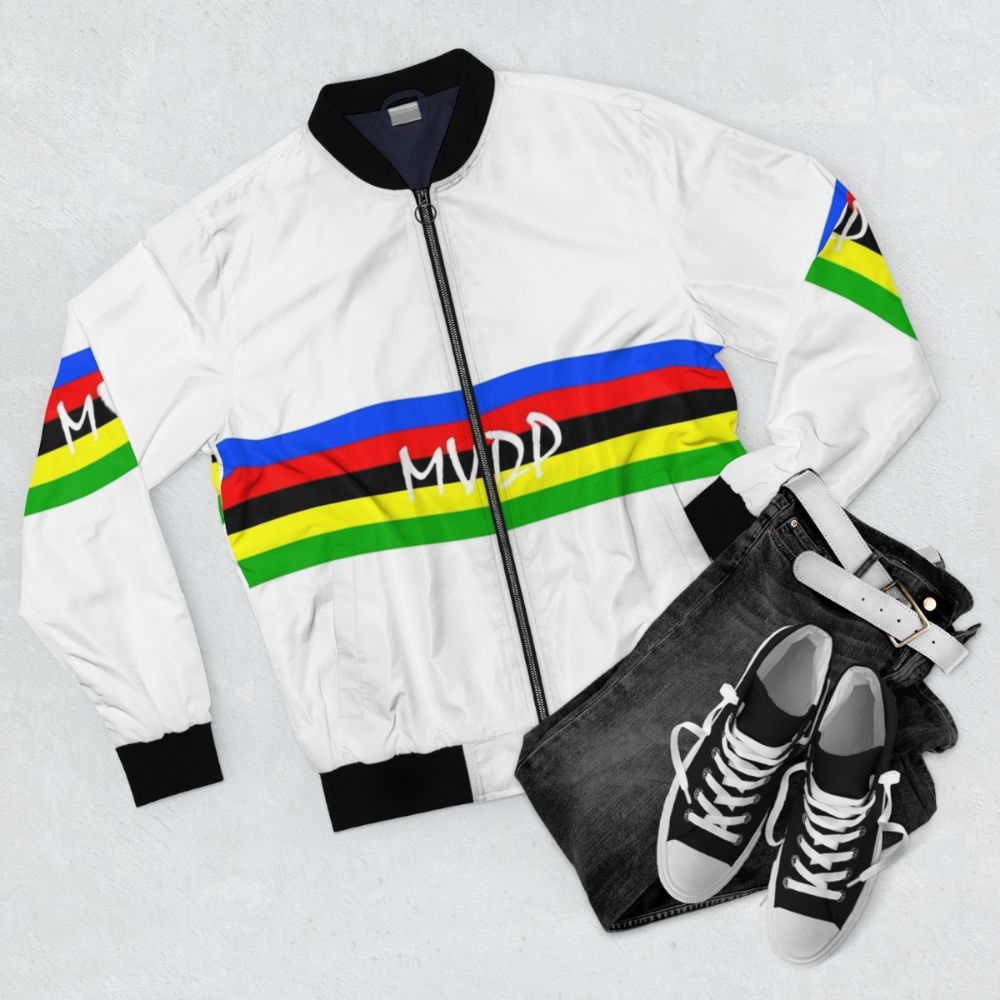 Mathieu van der Poel world champion cycling bomber jacket - Flat lay