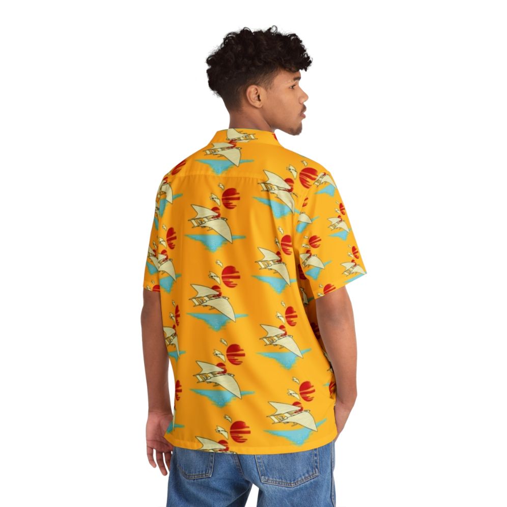 Tropical Hawaiian Shirt with Star Wars Lando Calrissian and Millennium Falcon Design - People Back