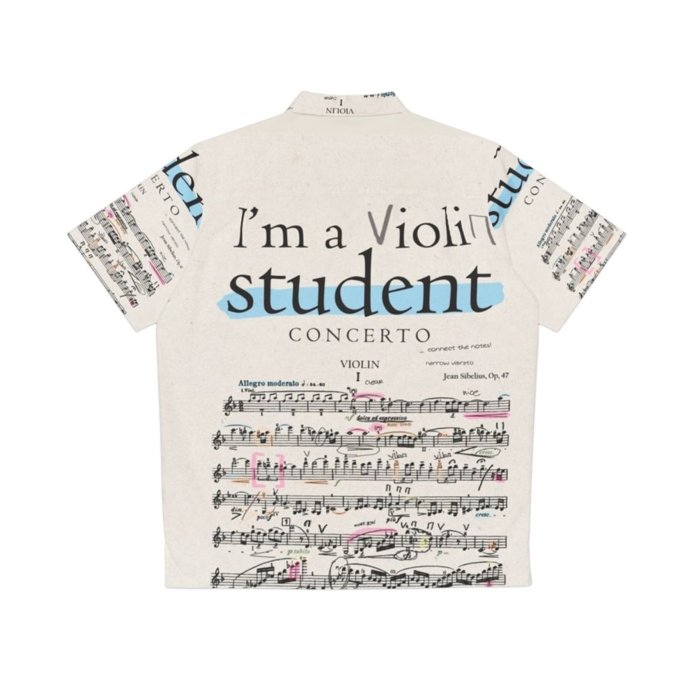 Violin Student Hawaiian Shirt with Classical Music Notes - Back