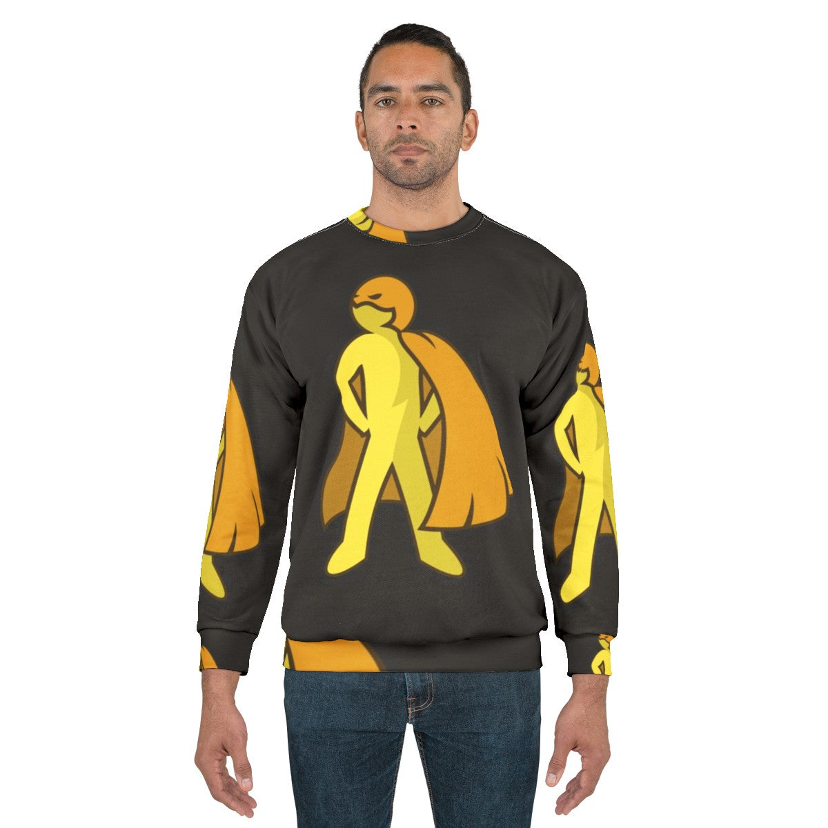 Simple superhero sweatshirt with comic book style graphic - men