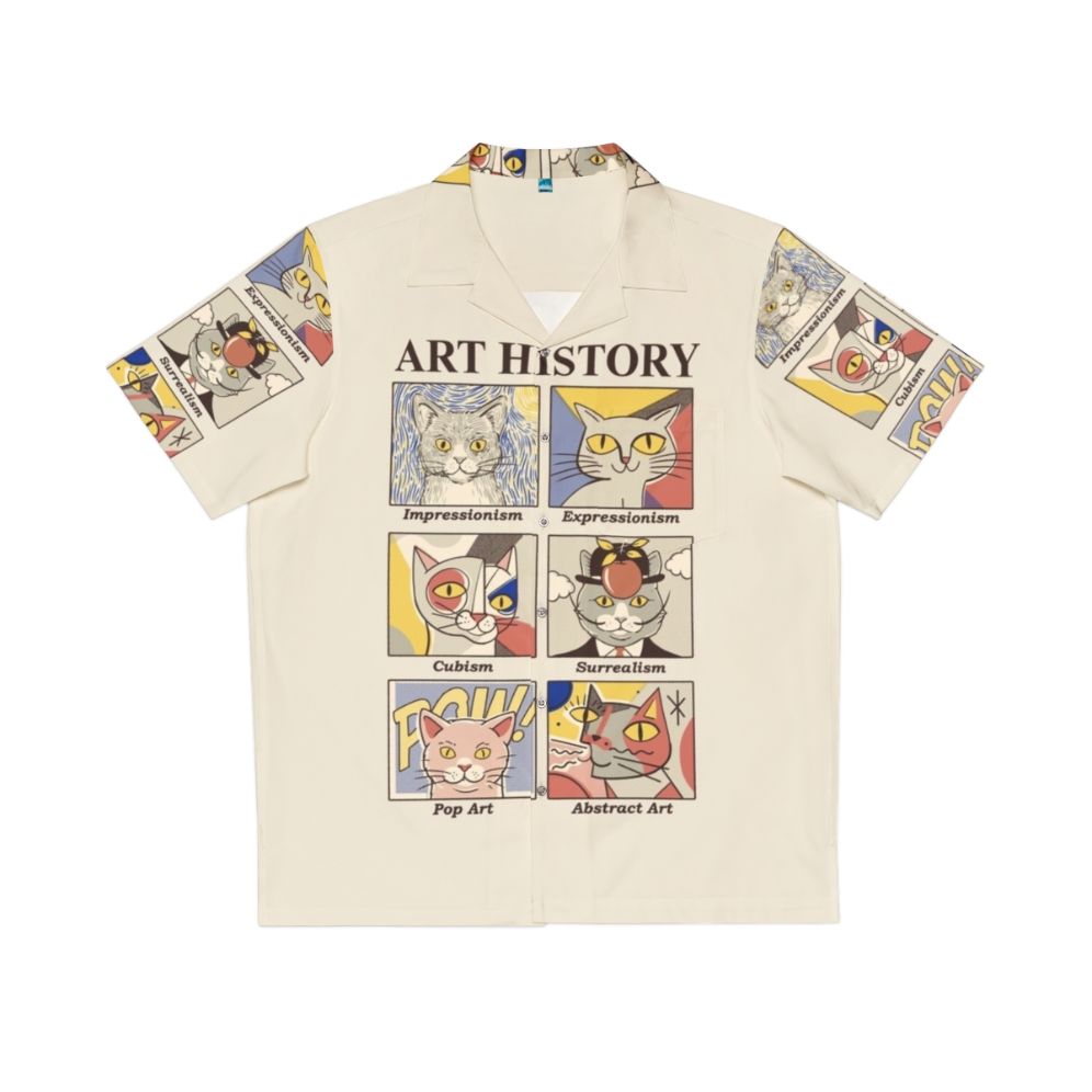 Colorful Art History Hawaiian Shirt with Cat Print