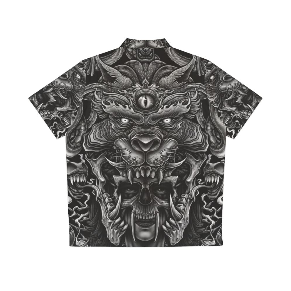 Winya No 129 dark Hawaiian shirt with mystical and spiritual symbols - Back