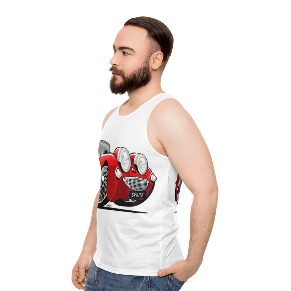 Austin Healey Sprite sports car graphic unisex tank top - men side