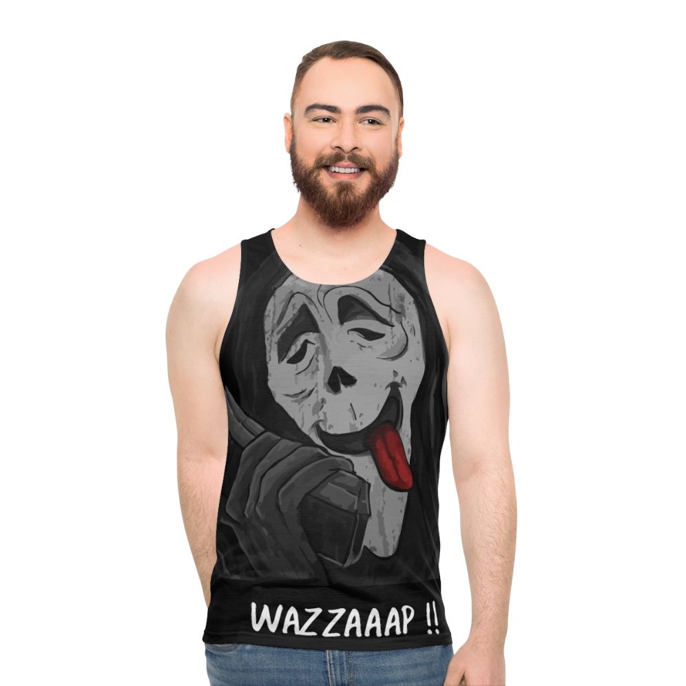 Unisex "Wazzaaap" horror movie inspired tank top - men