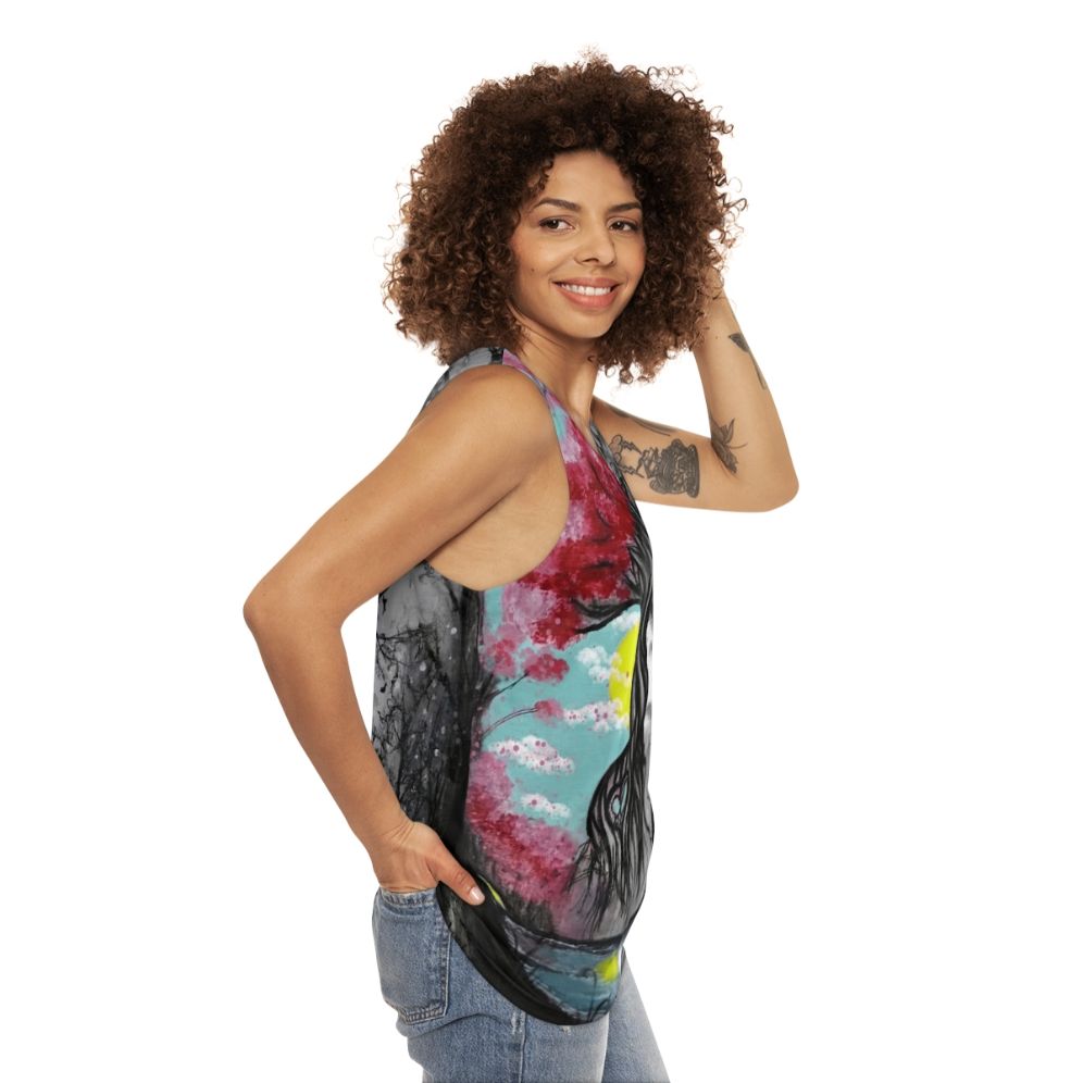 Tree of Life Unisex Tank Top with Meaningful Nature Inspired Design - women side