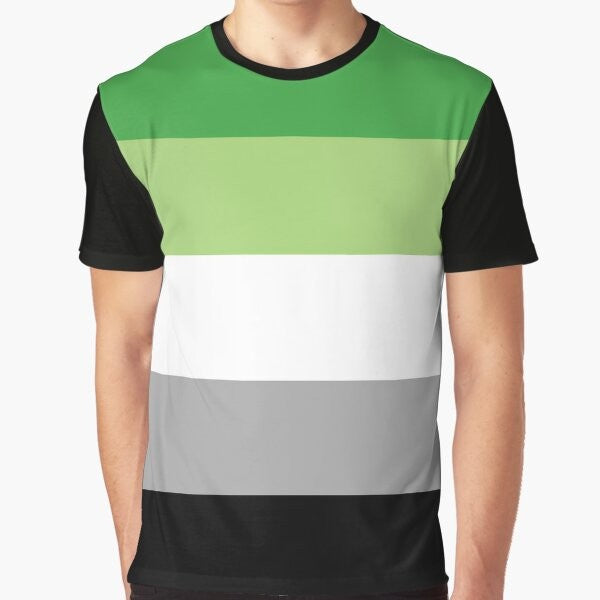 Aromantic Pride Flag Graphic T-Shirt with Aromantic and Aroace Symbols