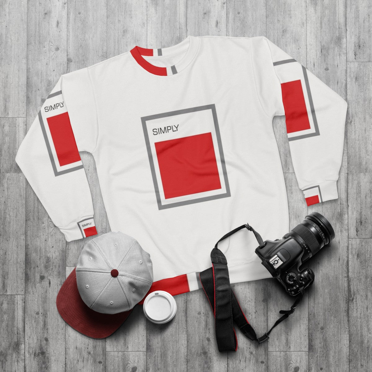 Simply Red Sweatshirt featuring the iconic British band's logo - flat lay