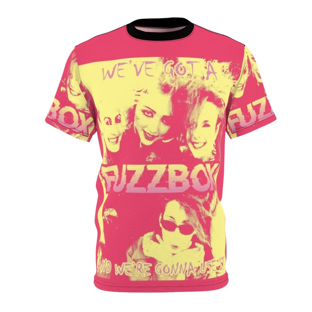 Fuzzbox indie rock 80s punk band t-shirt design featuring guitar and music elements