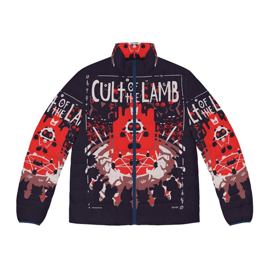 Cult of the Lamb inspired puffer jacket with sheep graphic