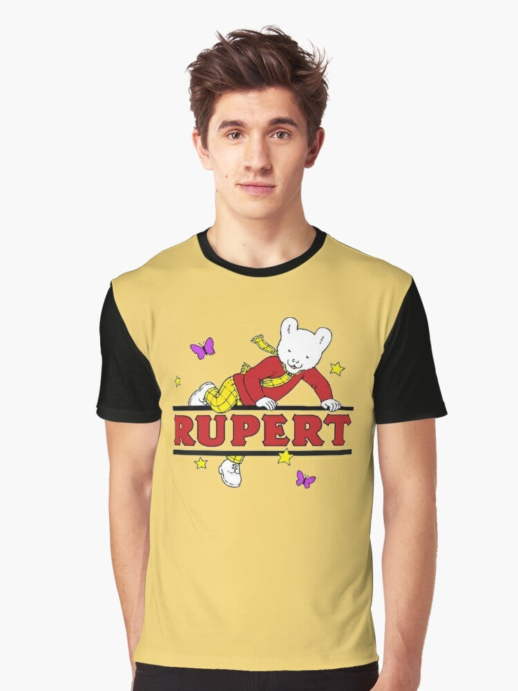 Rupert Bear Graphic T-Shirt with Retro Cartoon Design - Men