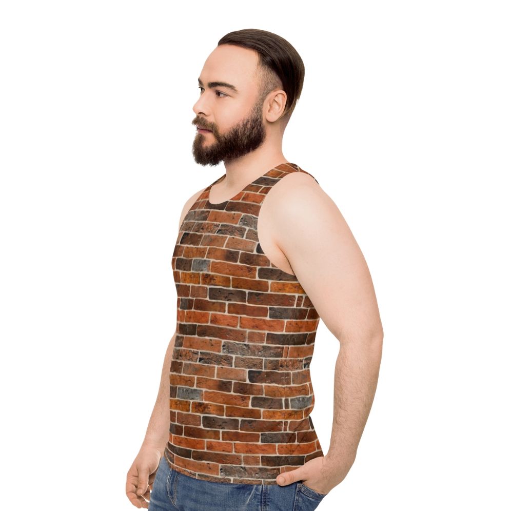 Brick wall unisex tank top with concrete block pattern - men side