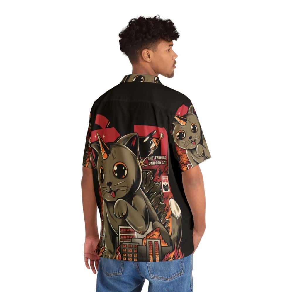 Catzilla Hawaiian Shirt with Cute Cat Kaiju Monster Design - People Back