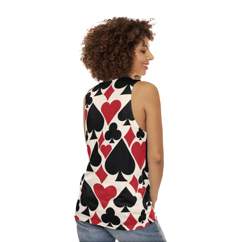 Unisex casino and poker themed tank top - women back