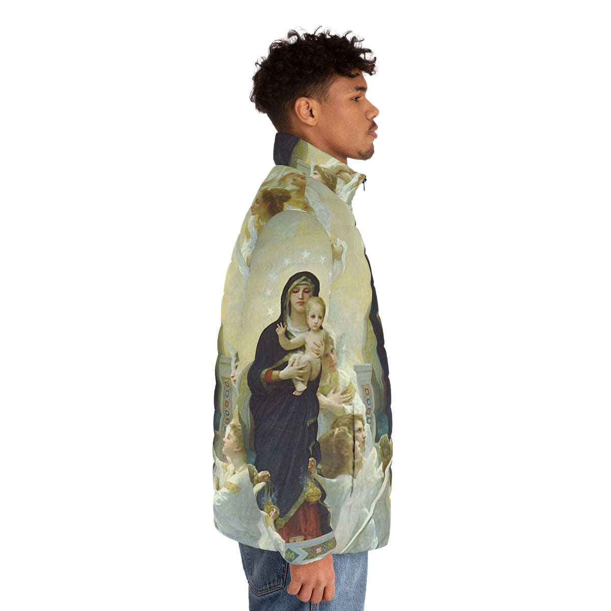 Our Lady Virgin Mary and Angels Puffer Jacket - men side right