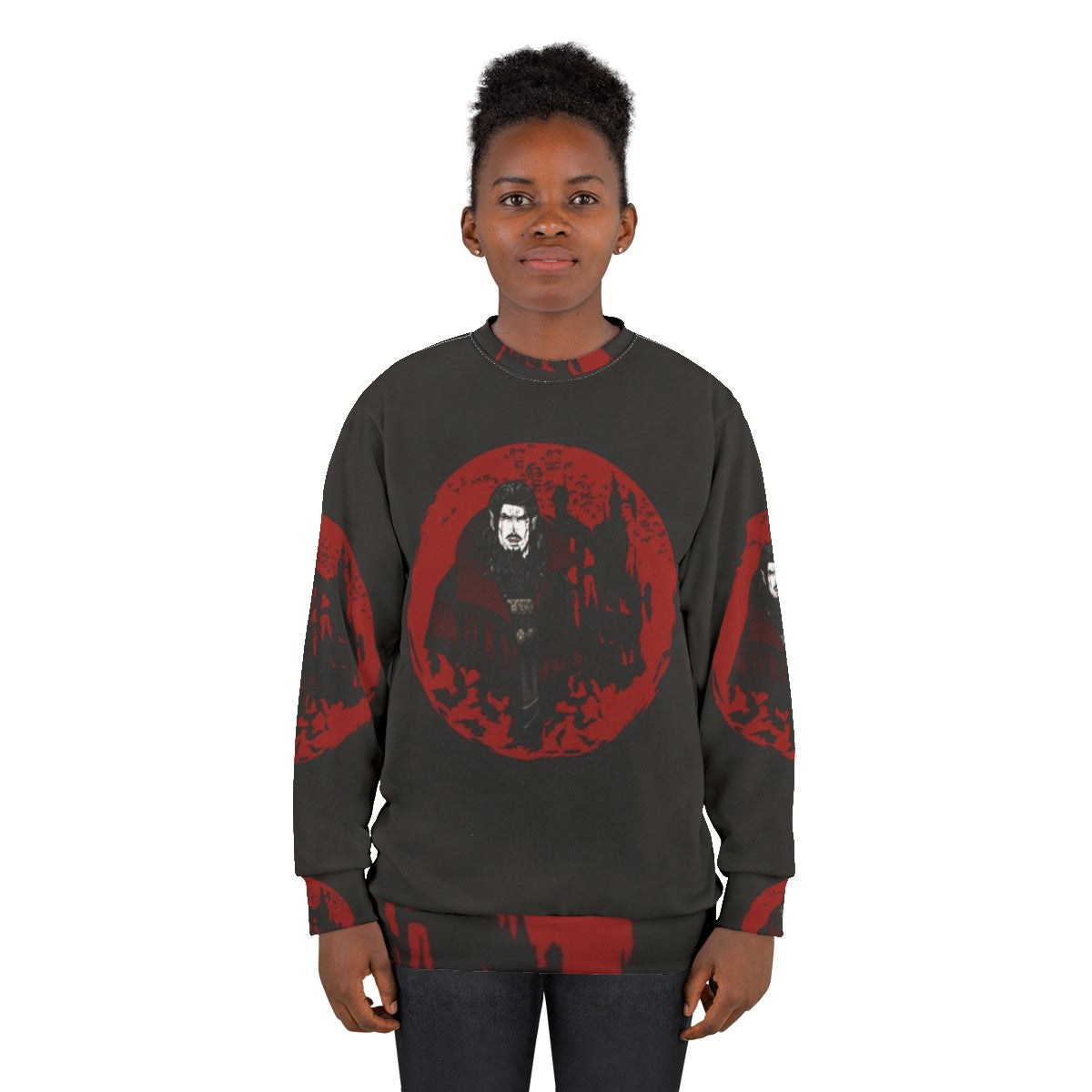 Dracula Castlevania inspired sweatshirt with Vlad Tepes, the vampire - women