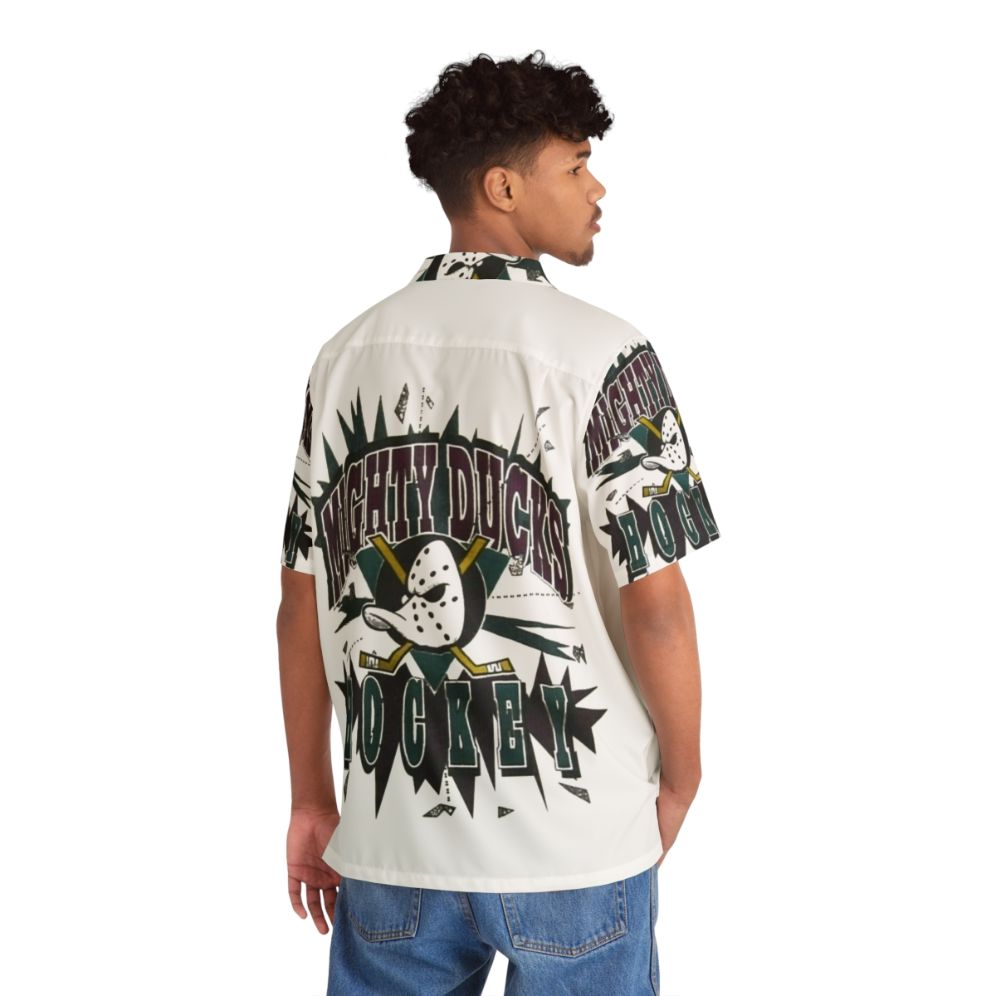 Mighty Ducks hockey themed Hawaiian shirt with funny sports art design - People Back