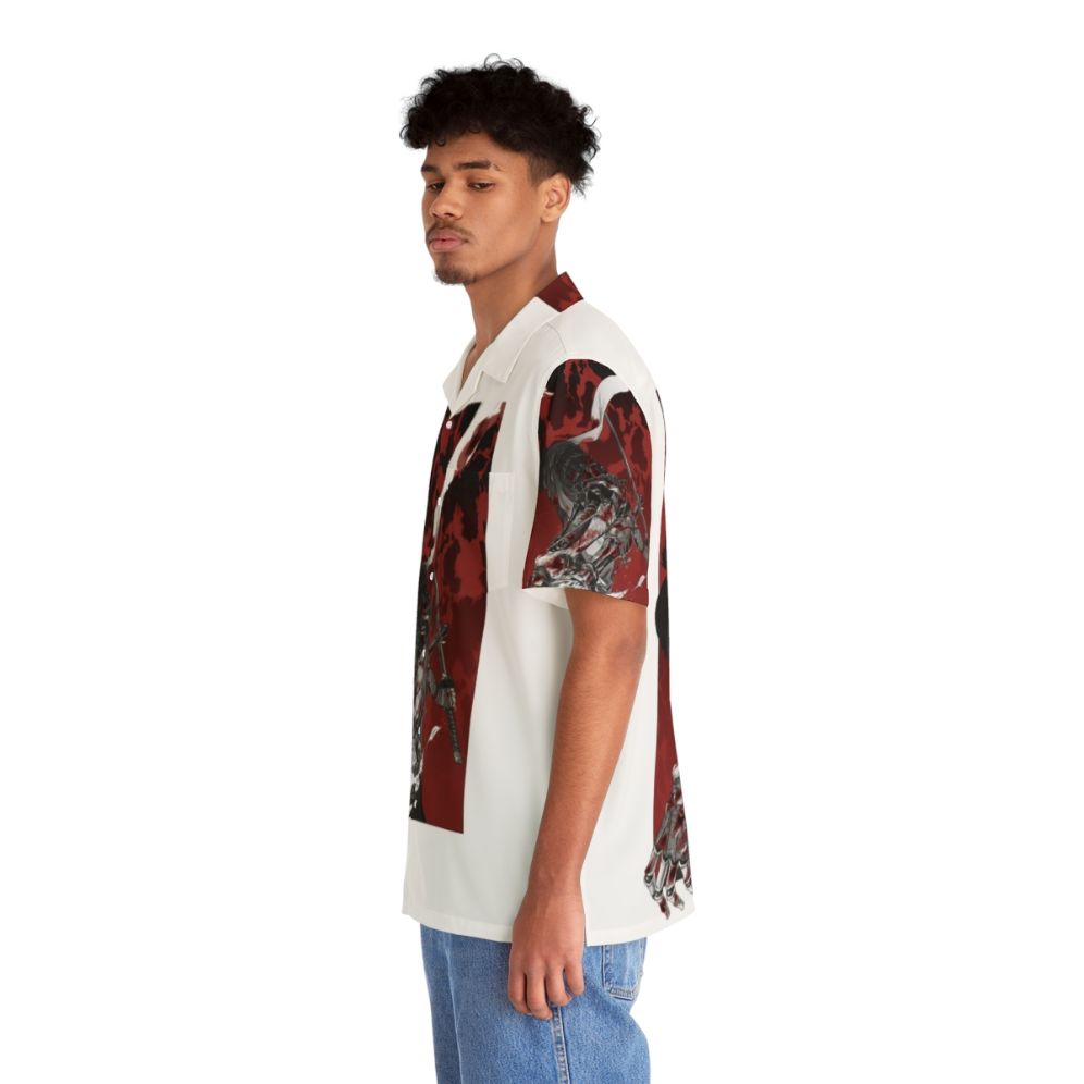 Wolf with Katana Print Hawaiian Shirt - People Left