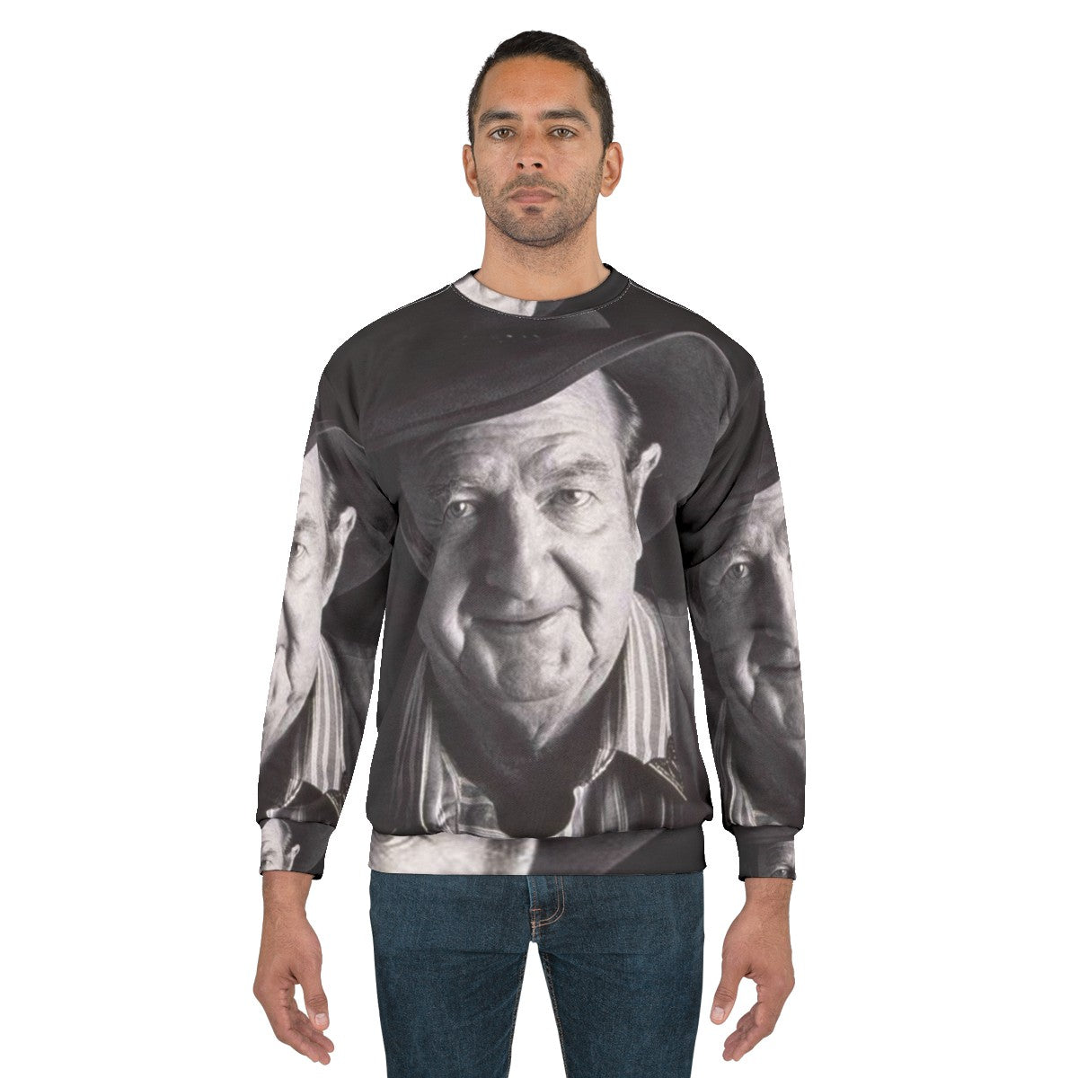 Slim Dusty Aussie Legend Black and White Retro Folk Sweatshirt - men