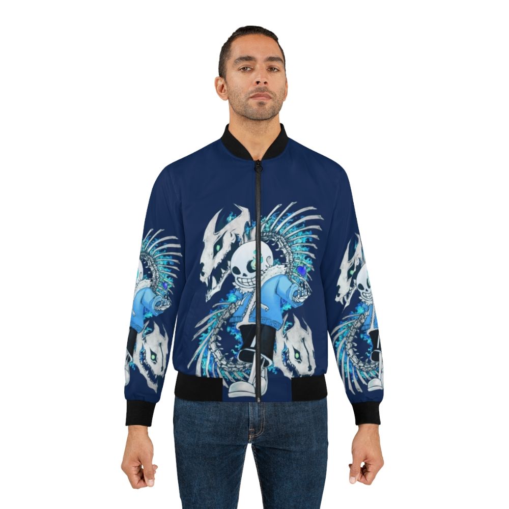 Undertale Sans Skeleton Bomber Jacket with bones and attack design - Lifestyle