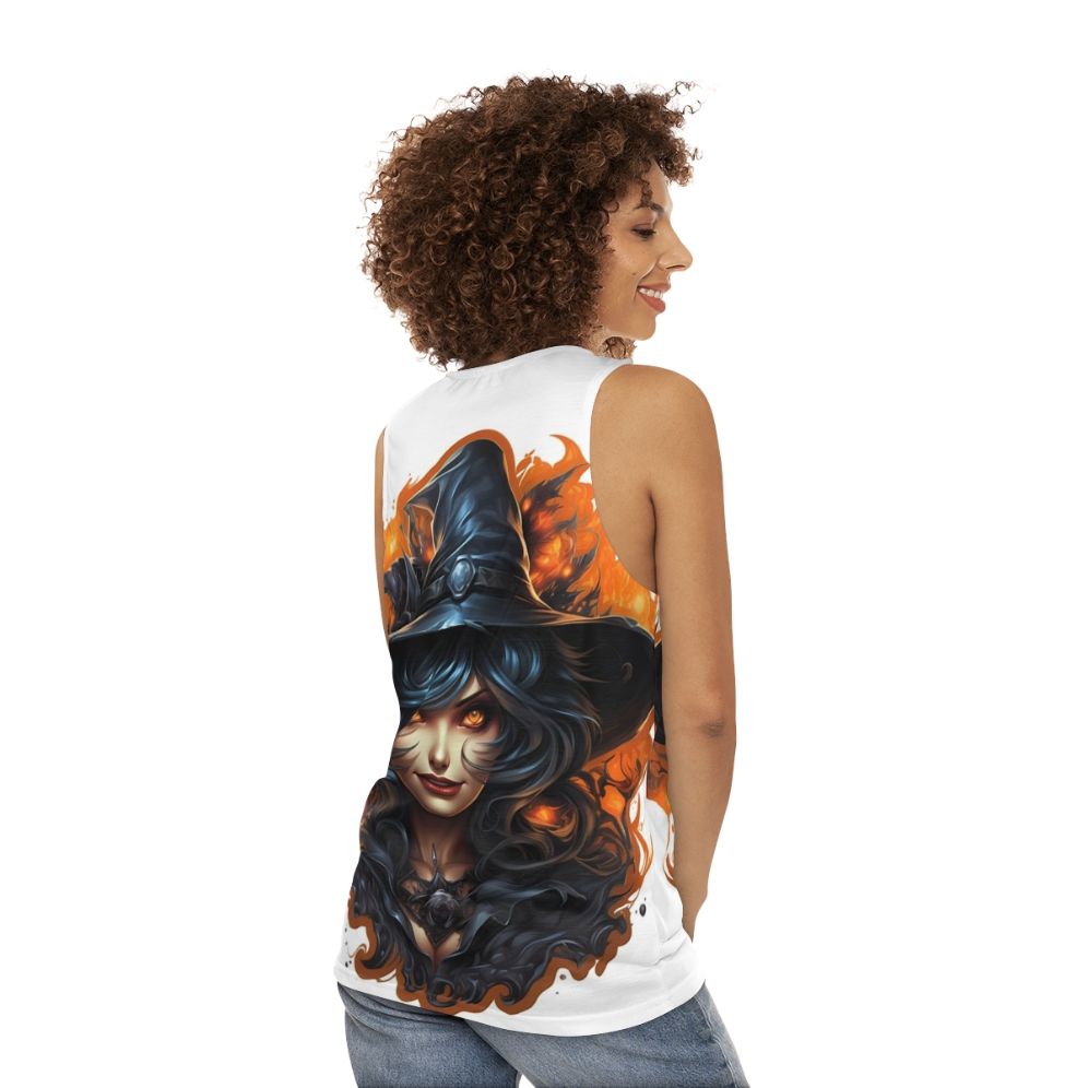 Creepy witch Halloween unisex tank top - women back