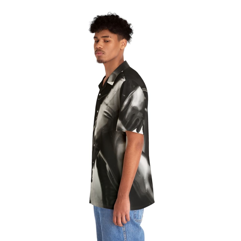 Black and white latex gloves hawaiian shirt - People Left