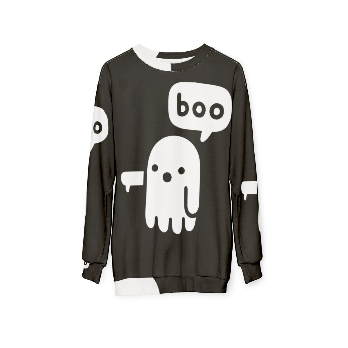 Spooky ghost graphic on a black sweatshirt - hanging