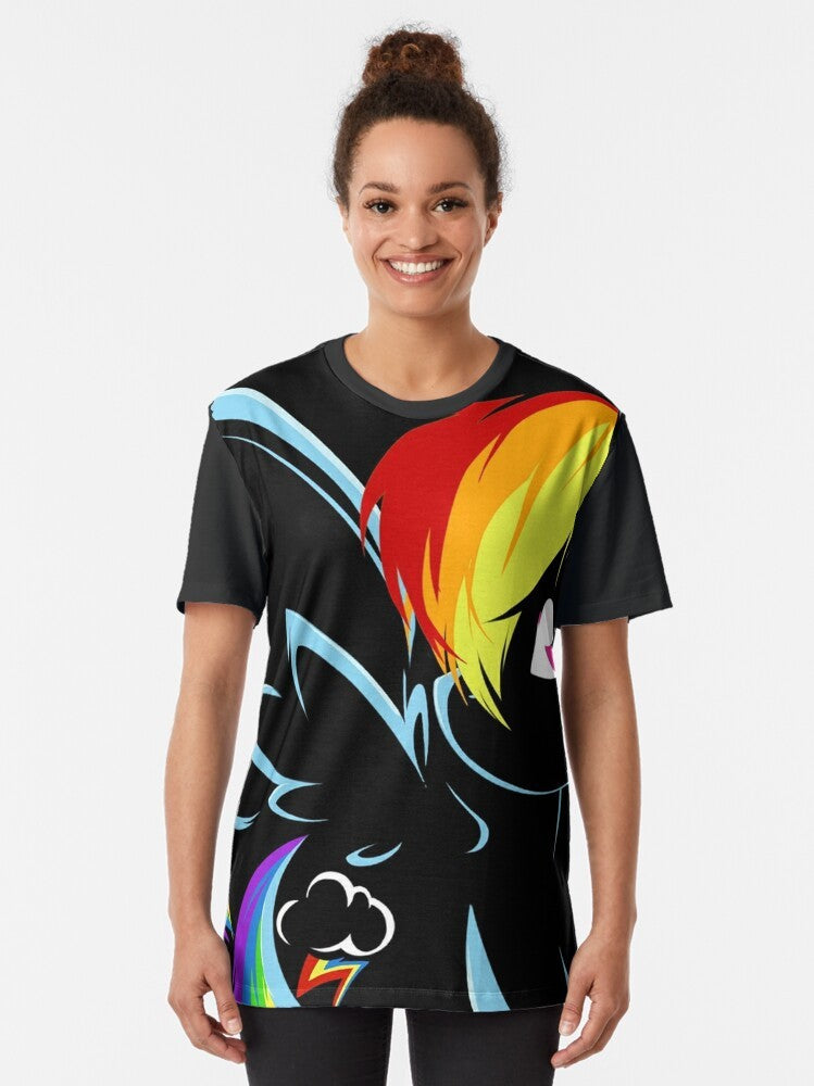 Vibrant Rainbow Dash graphic t-shirt for My Little Pony fans - Women